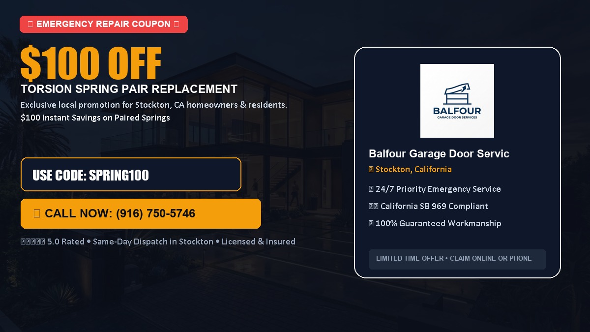 $100 OFF Heavy-Duty Torsion Spring Pair Replacement in Stockton, CA